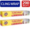 Easy-Cut Cling Wrap, Pack Of 2, Total 200 Square Feet, 12 Inch Width, for Restaurant Use, Perfect for Food Preservation & Kitchen Organization