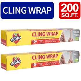 Easy-Cut Cling Wrap, Pack Of 2, Total 200 Square Feet, 12 Inch Width, for Restaurant Use, Perfect for Food Preservation & Kitchen Organization
