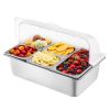 Countertop Food Serving Display Container 5 Pan Condiment Dispenser with Lid