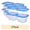(3 pack) 4 Pack 4.4Cup Plastic Square Food Storage Container