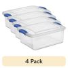 (4 pack) , 15 Quart Clear Storage Bin, Latch Box Storage Container, with Clear Lid, Blue