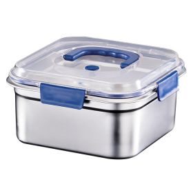 Yakimoto 2-Pack Extra-Large Stainless Steel Food Storage Containers With Blue Lids - Deep Design, Airtight Seal, Perfect For Refrigerator Organization