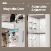 7.87 x 9.96x 28.94inch Narrow Gap Folding Storage Cabinet Plastic Magnetic Door Storage Organizer Cabinet for Bathroom Toilet Living Room Bedroom Smal