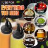 6 Pcs Condiment Squeeze Bottles for Sauces 12 oz Squirt Bottles for Liquids Refillable Leak Proof Easy to Fill Durable and Convenient Salad Dressing D