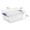 (4 pack) , 15 Quart Clear Storage Bin, Latch Box Storage Container, with Clear Lid, Blue