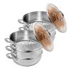 SOGA 2X 3 Tier 32cm Heavy Duty Stainless Steel Food Steamer with Glass Lid
