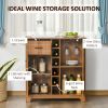 HOMCOM Vintage Wine Cabinet, Brown, with 6-Bottle Holder & Glassware Storage