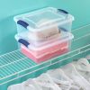 (4 pack) , 15 Quart Clear Storage Bin, Latch Box Storage Container, with Clear Lid, Blue