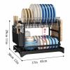Dish Drainers for Kitchen Counter, 2 Tier Stainless Steel Dish Drying Rack with Drainboard