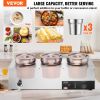 VEVOR Electric Soup Warmer, Three 7.4QT Stainless Steel Round Pot 86~185°F Adjustable Temp
