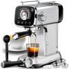 PlumChef Espresso Machine 20 Bar Professional Compact Household Coffee Espresso Maker with Milk Frother Steam Wand Temperature Gauge 34oz Water Tank L