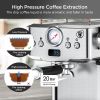 PlumChef Espresso Machine 20 Bar Professional Compact Household Coffee Espresso Maker with Milk Frother Steam Wand Pressure Gauge 60oz Water Tank Low