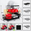 3 Tier Dish Racks for Kitchen Counter - Automatic Drainage Large Dish Drying Rack - Rust Proof Dish Drainers for Kitchen Counter