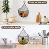 Set of 3,Wall-Mounted Hanging Metal Fruit Vegetable Baskets Hanging Produce Bins for Flowers, Decorations,Veggies,Decorations and More, Black