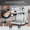 PlumChef Espresso Machine 20 Bar Professional Compact Household Coffee Espresso Maker with Milk Frother Steam Wand Pressure Gauge 60oz Water Tank Low