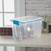 5 Pack 20 Quart Clear Plastic Storage Container with Gasket Lid, Blue