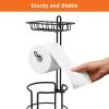 2 Pack Toilet Paper Holder, Free Standing Toilet Roll Holder No Drilling, Bathroom Toilet Paper Stand with ShelfOrganizers and Storage,Upgraded