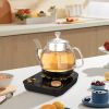 Electric Glass Kettle with Steaming and Brewing Modes Temperature and Timer Programs Cordless 800W 0.8L Capacity Perfect for Brewing Tea