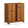 HOMCOM Vintage Wine Cabinet, Brown, with 6-Bottle Holder & Glassware Storage