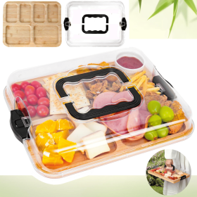 Charcuterie Board with Clear Lid, Travel Portable Cheese Board Charcuterie Boxes Cutting Boards for Kitchen, House Warming Gifts New Home (type: 2)