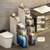 7.09 Inch Slim Gap Storage Cabinet with Drawers Freestanding Narrow Bathroom Kitchen Organizer Rack Lightweight No-Assembly Floor Cabinet